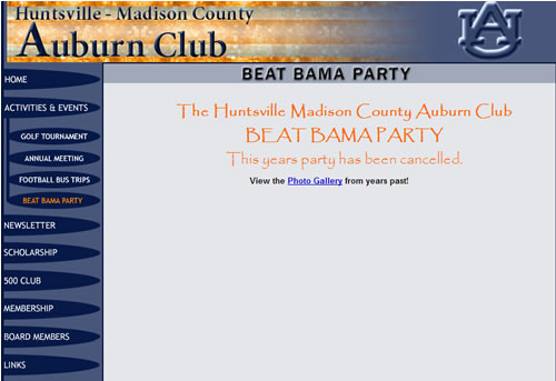 Beat Bama Party Canceled